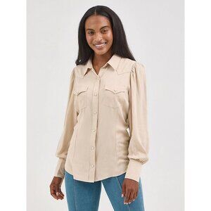 Wrangler Retro Women's XL Solid Snap Western Shirt Cream 112367278